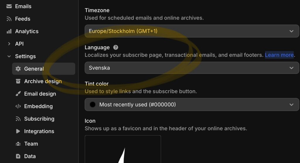 Bild på Buttondowns gränssnitt