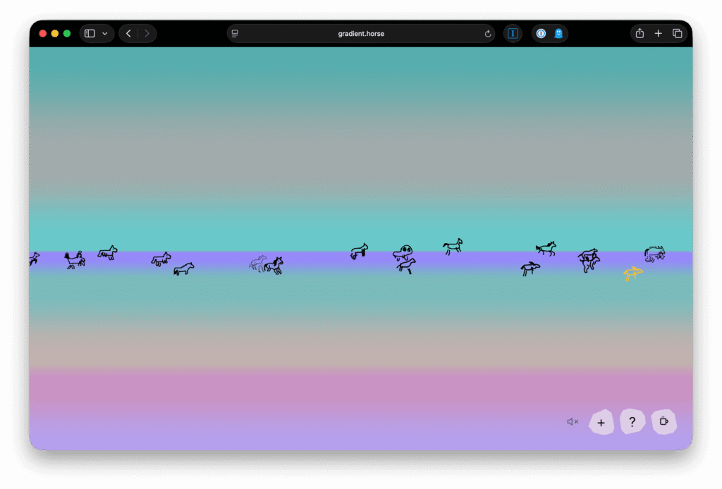 Skärmdump som visar hästarna springa på gradient.horse